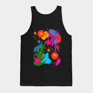 Jewel Tone Flower Pattern Colorful Tropical Aesthetic Tank Top